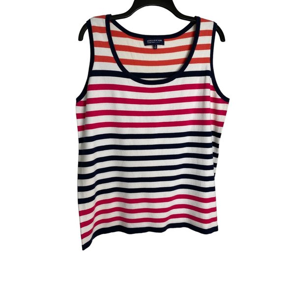 Jones New York Pink, Blue and Navy Stripe Nautical Festive Modal Tank Size 1X - Picture 1 of 8